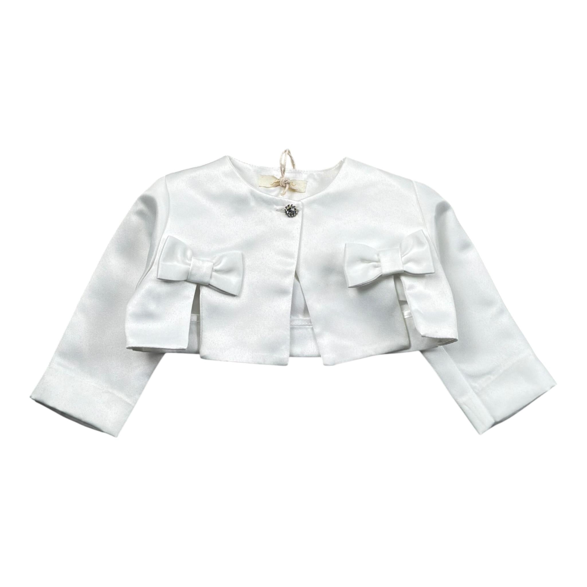 Illiana Coprispalle Tinta Unita con Fiocco per Neonata 521F BIANCO ILLIANA 