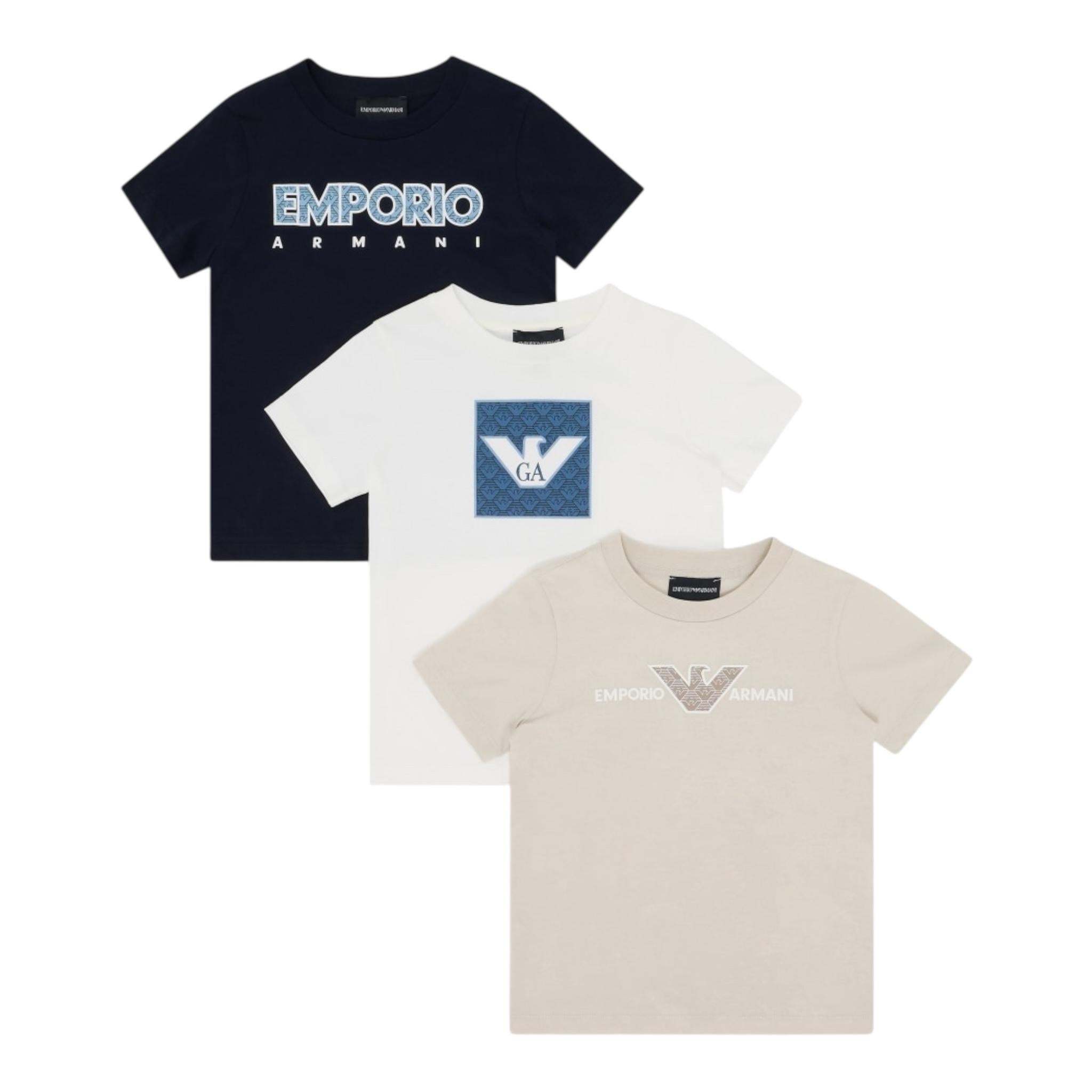 Emporio Armani Set 3 T-Shirt Tricolore per Bambino EB000320 MULTICOLOR EMPORIO ARMANI 