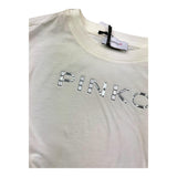 Pinko T-Shirt Girocollo Tinta Unita con Logo per Bambina KFTS004 BIANCO PINKO 