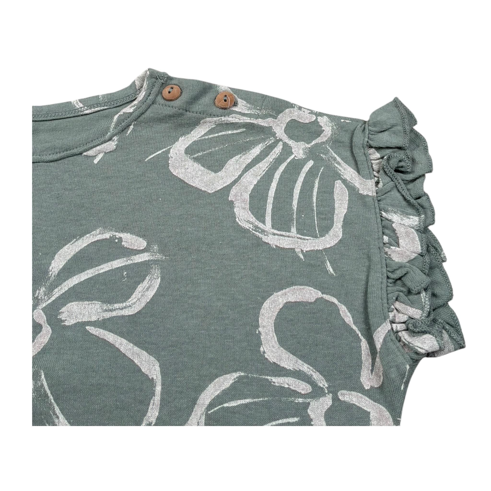 Play Up T-Shirt Girocollo Tinta Unita Stampa Fantasia per Neonata PA022AQ11053 VERDE PLAY UP 