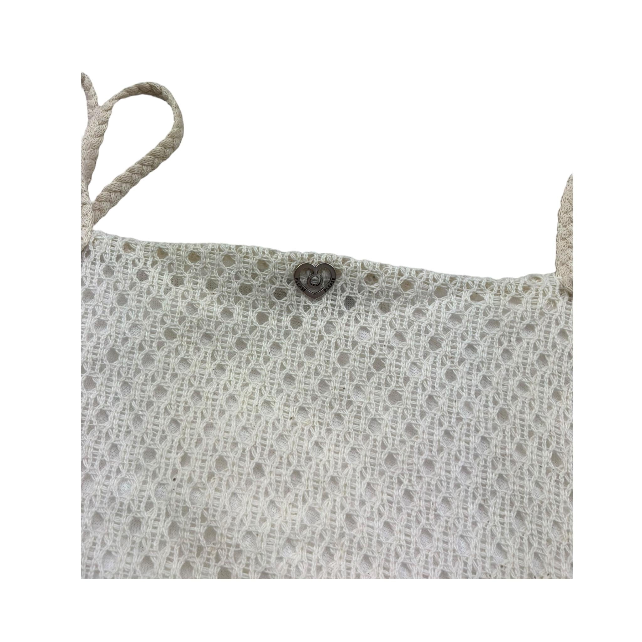 Please Top Tinta Unita con Frangie E Bretelle per Bambina CC90230G72X PANNA PLEASE 