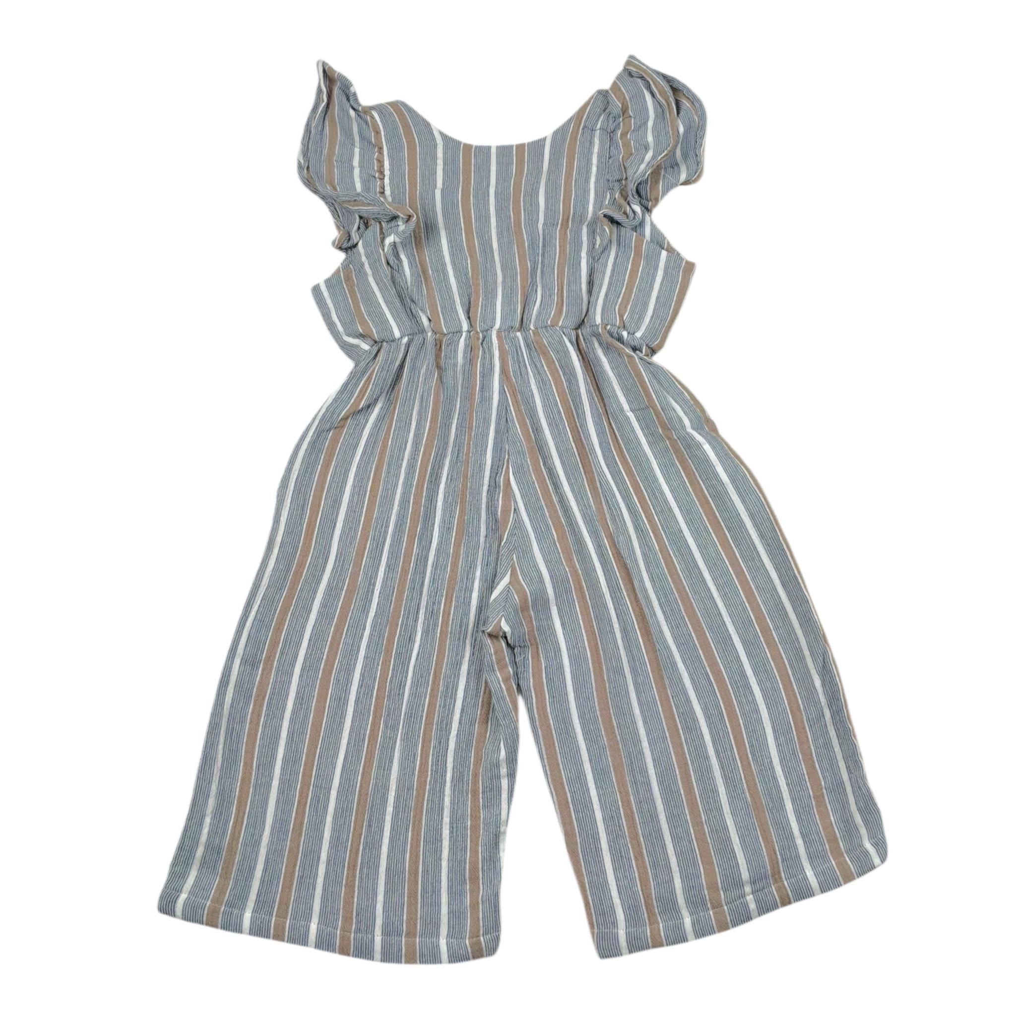 Petit Indi Tuta Intera Tinta Unita con Fantasia A Righe per Neonata SS25BK5229X BLU PETIT INDI 