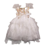 Miss Leod Abito Giromanica con Ricami E Tulle Panna per Bambina 4544 PANNA MISS LEOD 
