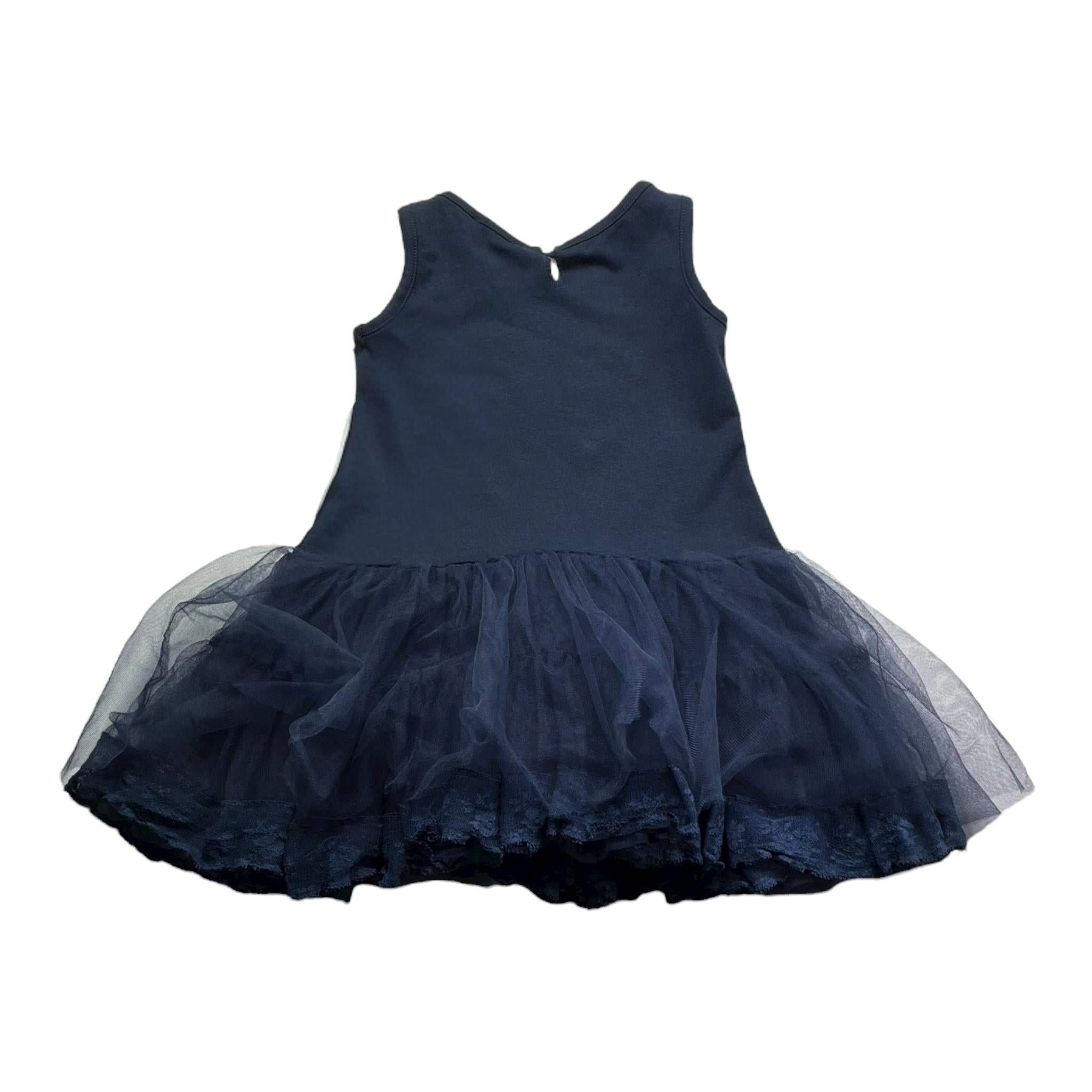 Monnalisa Abito Giromanica Tinta Unita con Tulle per Neonata 394906 BLU MONNALISA 