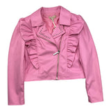 Twinset Chiodo In Ecopelle Tinta Unita Rosa Per Bambina
