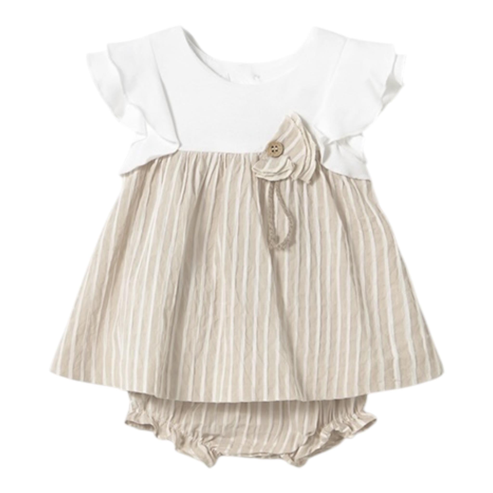 Mayoral Set 2 Pezzi Abito-Coulotte Bicolore per Neonata 1845 BIANCO/BEIGE MAYORAL 