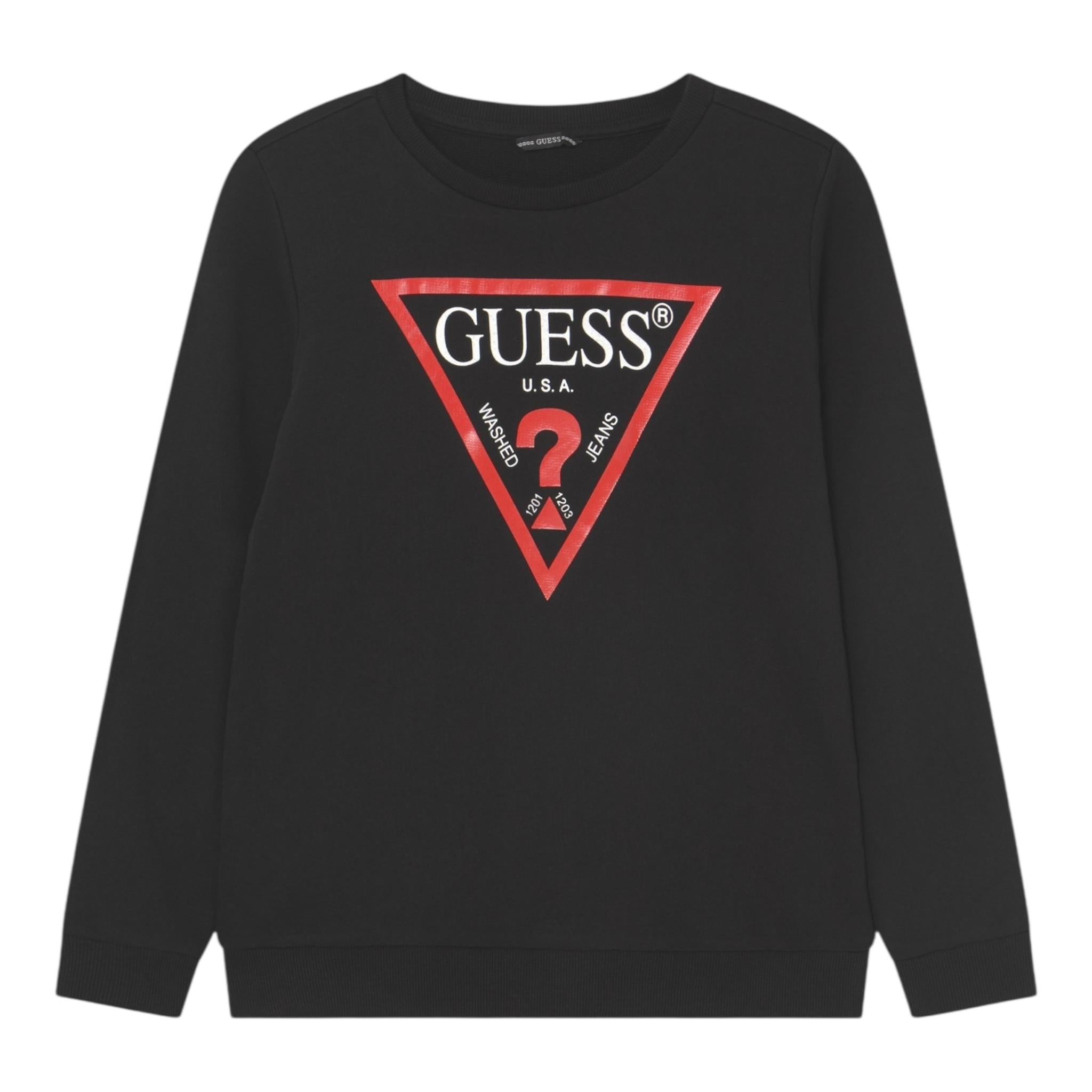 GUESS felpa tinta unita girocollo con stampa Nero per Neonato N73Q10KAUG0 NERO GUESS 
