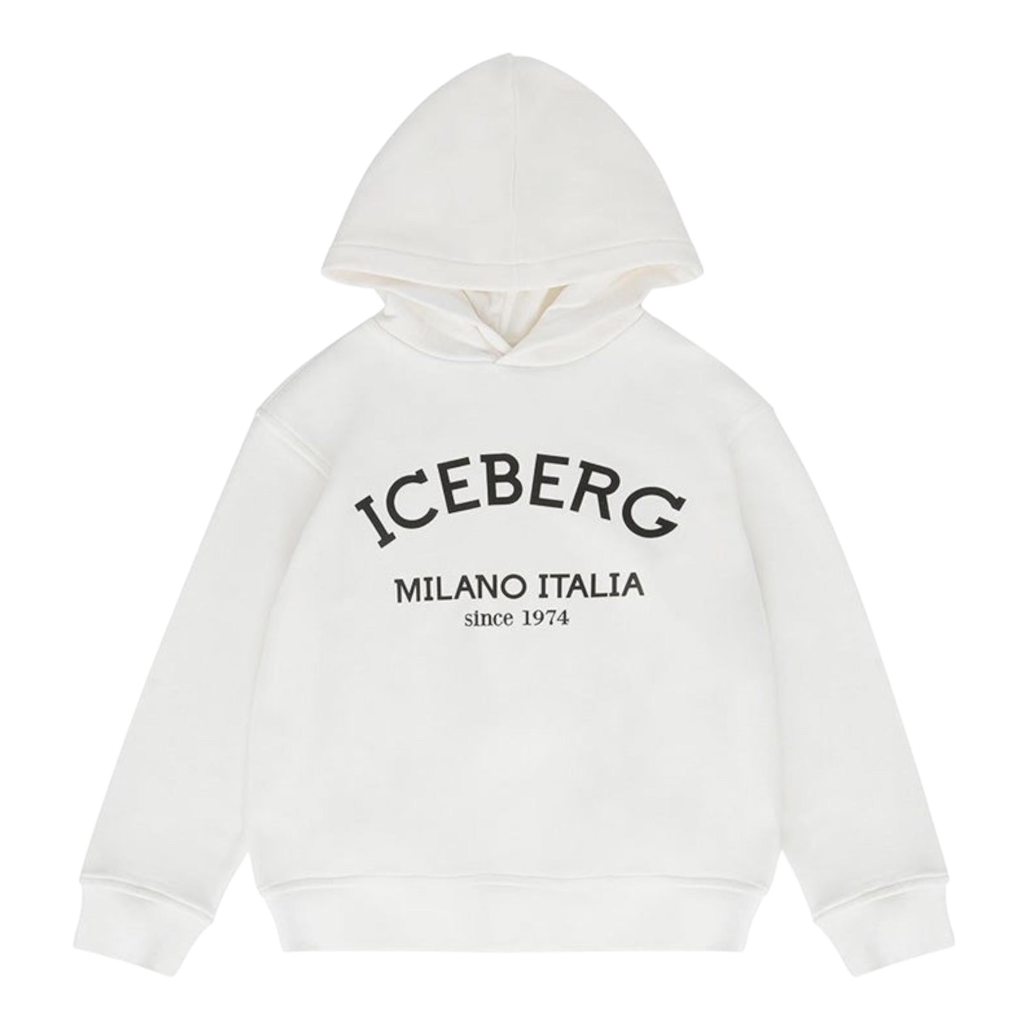 ICEBERG felpa chiusa con cappuccio tinta unita con stampa logo Bianco per Bambina MFICE5336J BIANCO ICEBERG 