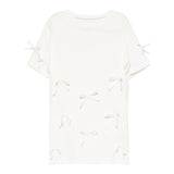 Dou Dou T-Shirt Girocollo Tinta Unita con Applicazioni Fiocchi per Bambina DW8A31 BIANCO DOU DOU 