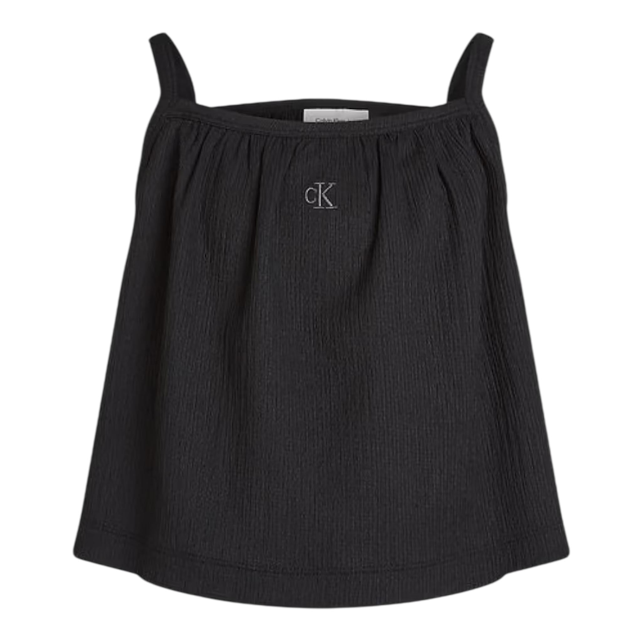 Calvin Klein Top Tinta Unita con Bretelle per Bambina IG0IG02870 NERO CALVIN KLEIN 