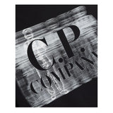 C.P. Company T-Shirt Girocollo Tinta Unita con Stampa Logo Nero per Bambino
