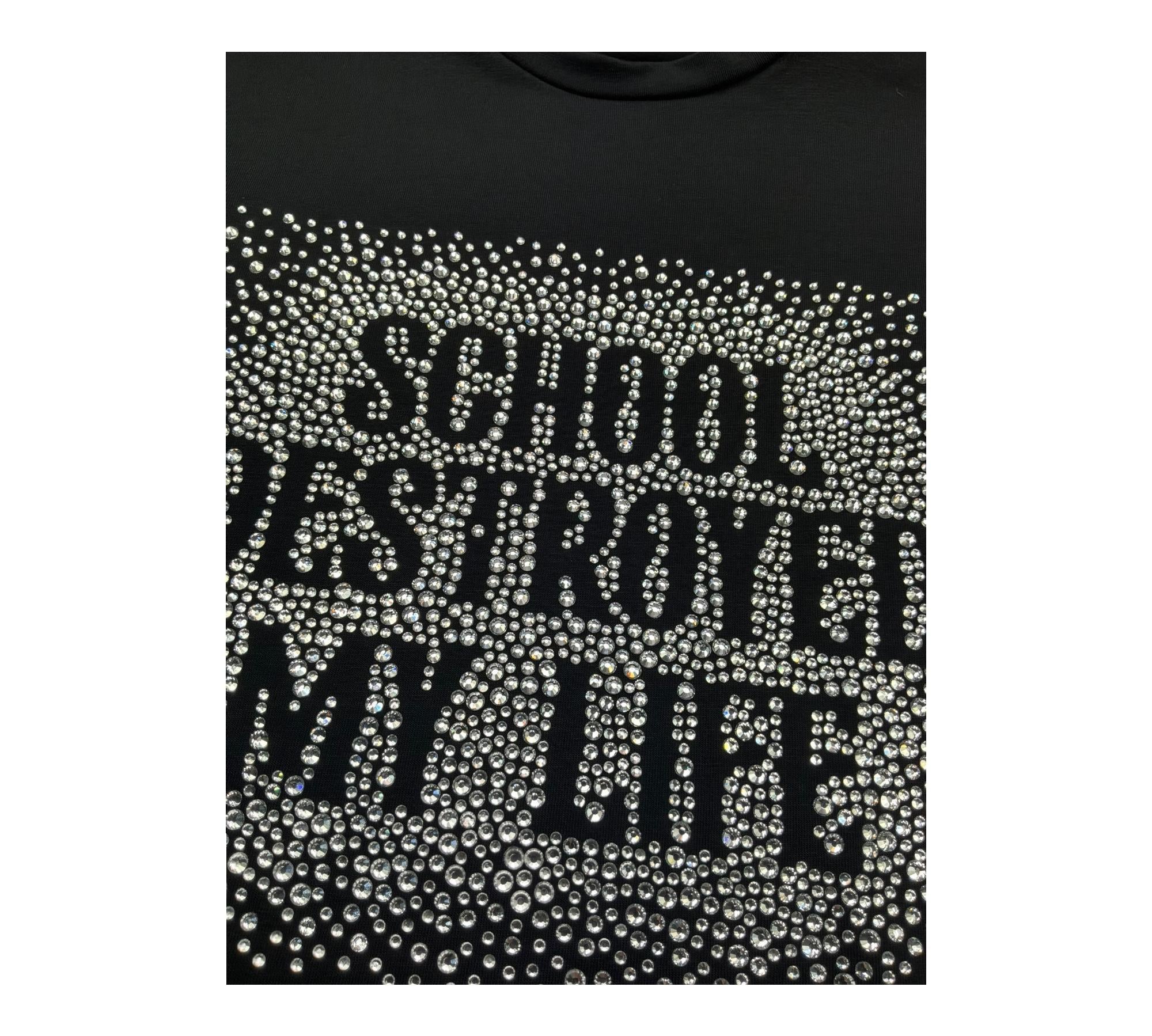 John Richmond T-Shirt Girocollo Tinta Unita con Brillantini per Bambina RGP26065TS NERO JOHN RICHMOND 