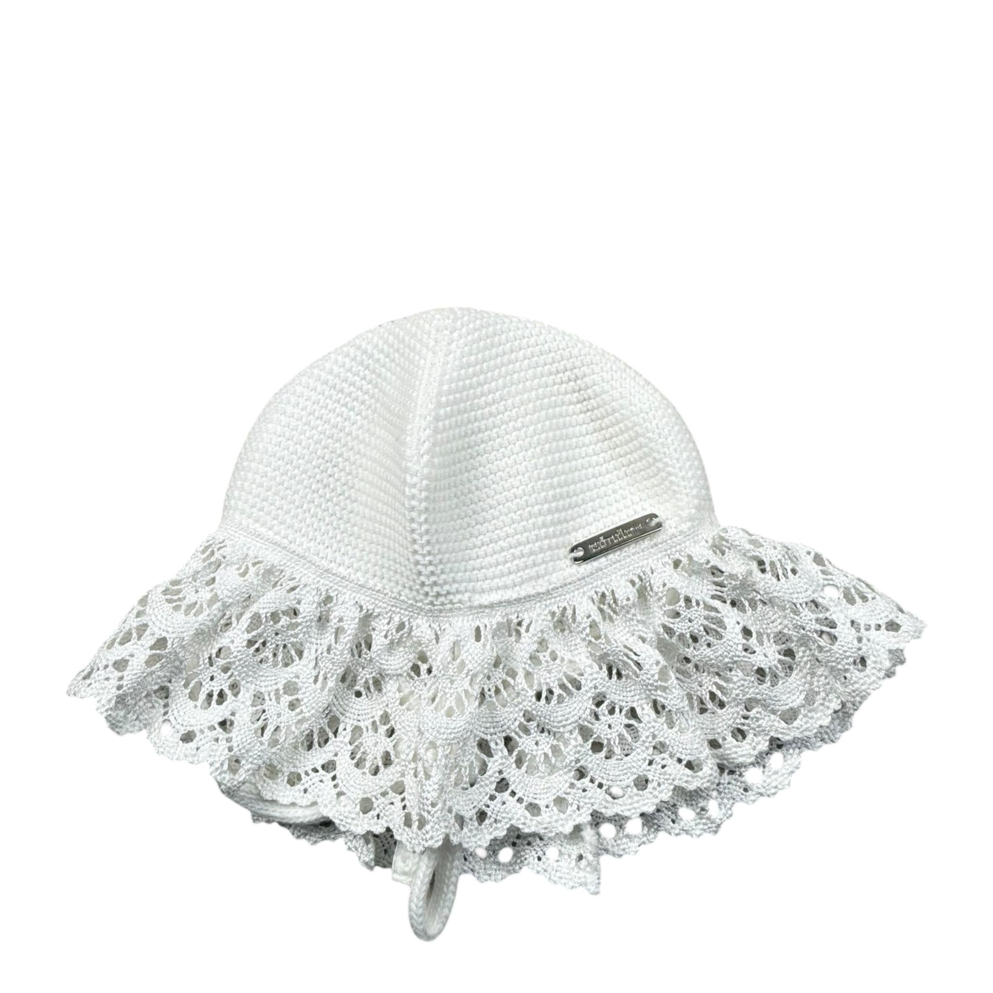 Cnd Cappello Tinta Unita con Ricami per Neonata 50120010 BIANCO CND 