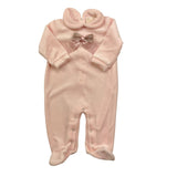 STORY LORIS tutina tinta unita in ciniglia con fiocco Rosa per Neonata 56453 ROSA STORY LORIS 