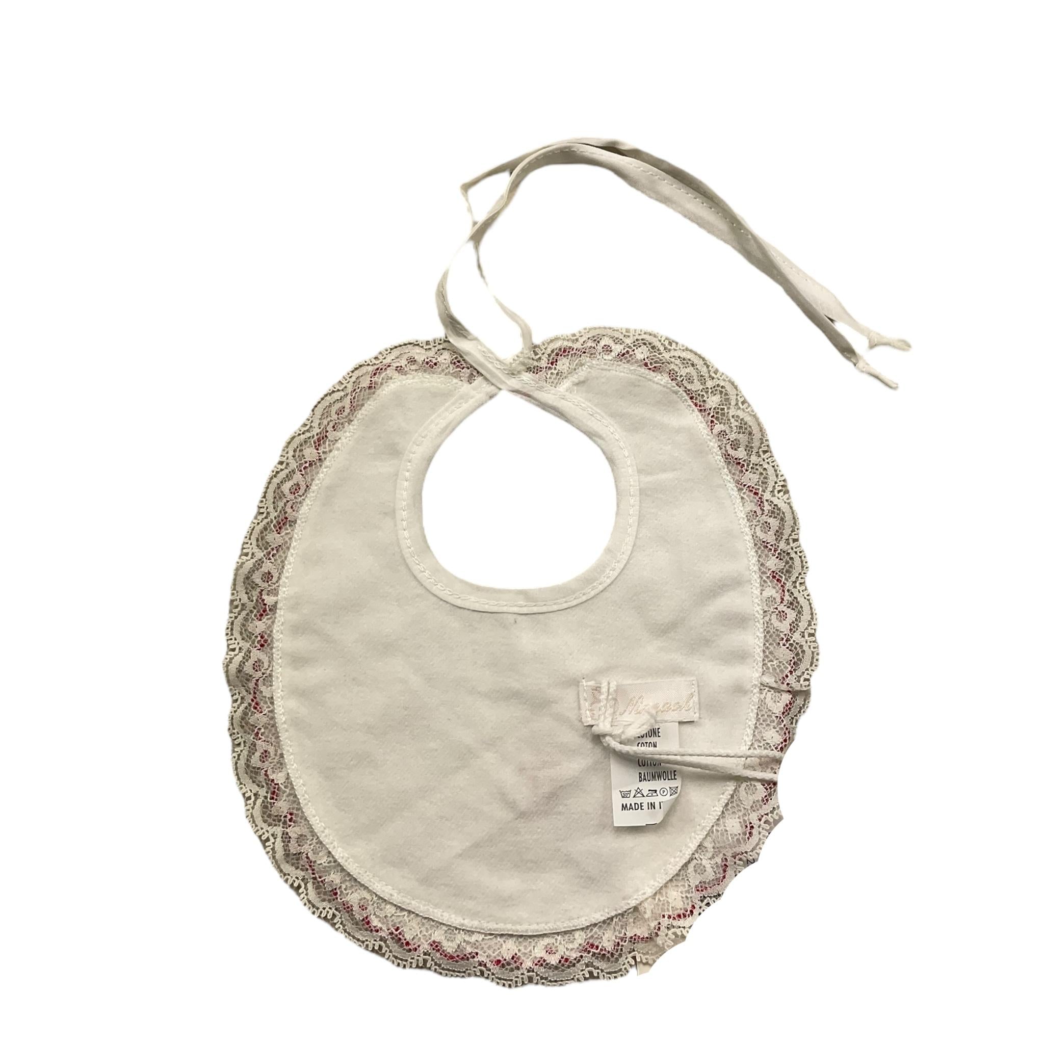 Ninnaoh Bavetta Tinta Unita con Stampa per Neonata I20155 BIANCO NINNAOH 