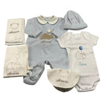 BARCELLINO completo personalizzato con nome 6 pezzi Azzurro/bianco per Neonato COMBRCR AZZURRO/BIANCO BARCELLINO 
