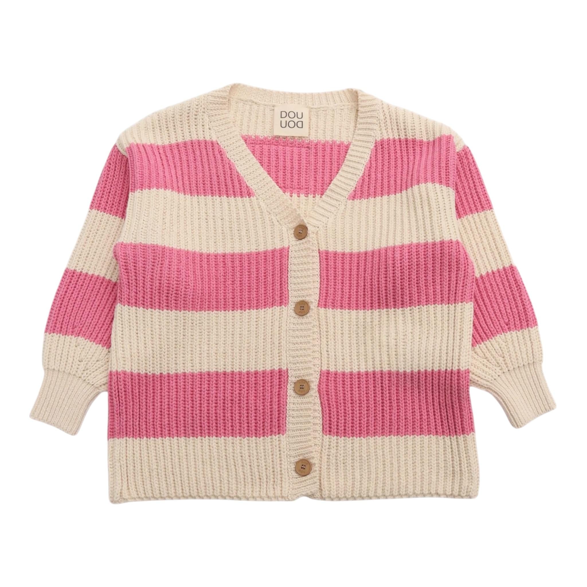 Dou Dou Cardigan Bicolore  per Bambina DW9A00 PANNA/ROSA DOU DOU 