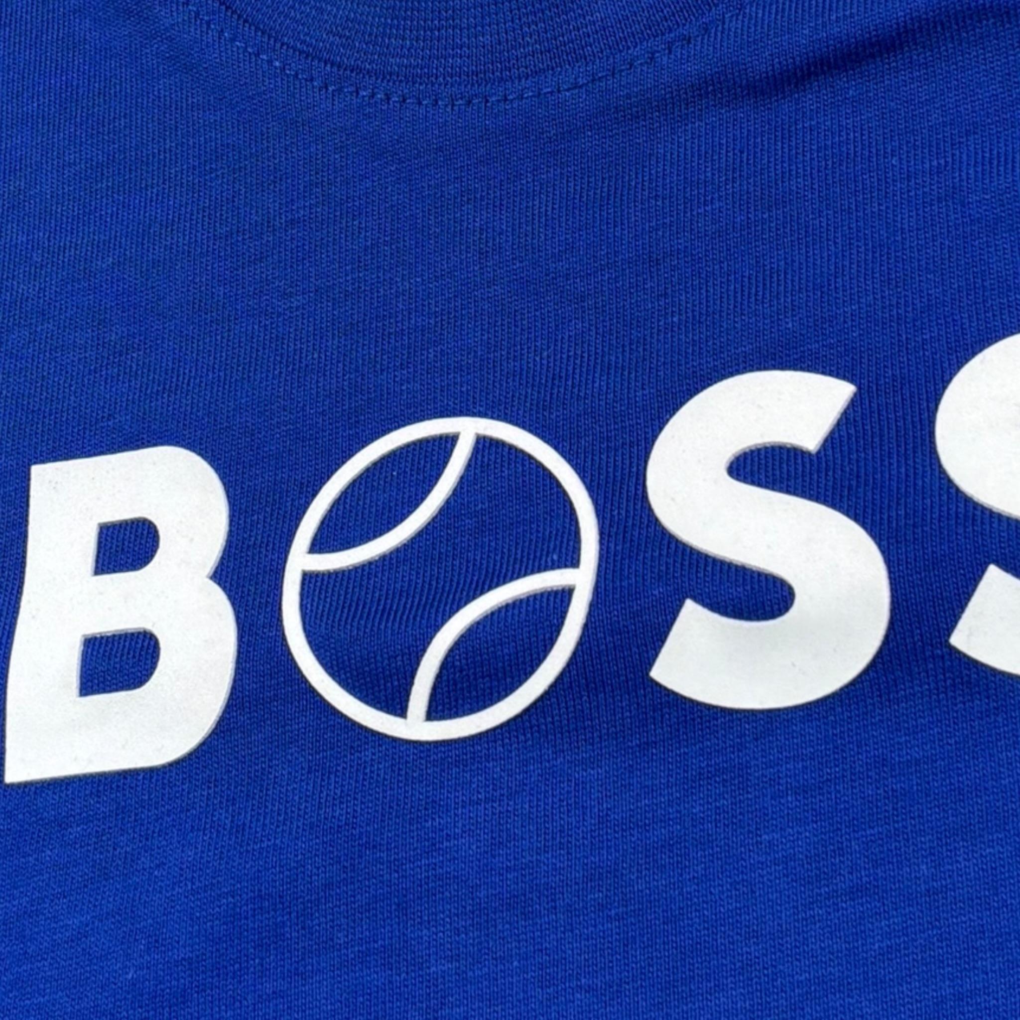 Boss T-Shirt Girocollo Tinta Unita con Stampa per Neonato J05101 BLU BOSS 
