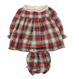 VALENTINA BEBES abito tinta unita fantasia scozzese con coulotte Rosso per Neonata MAR92N ROSSO VALENTINA BEBES 