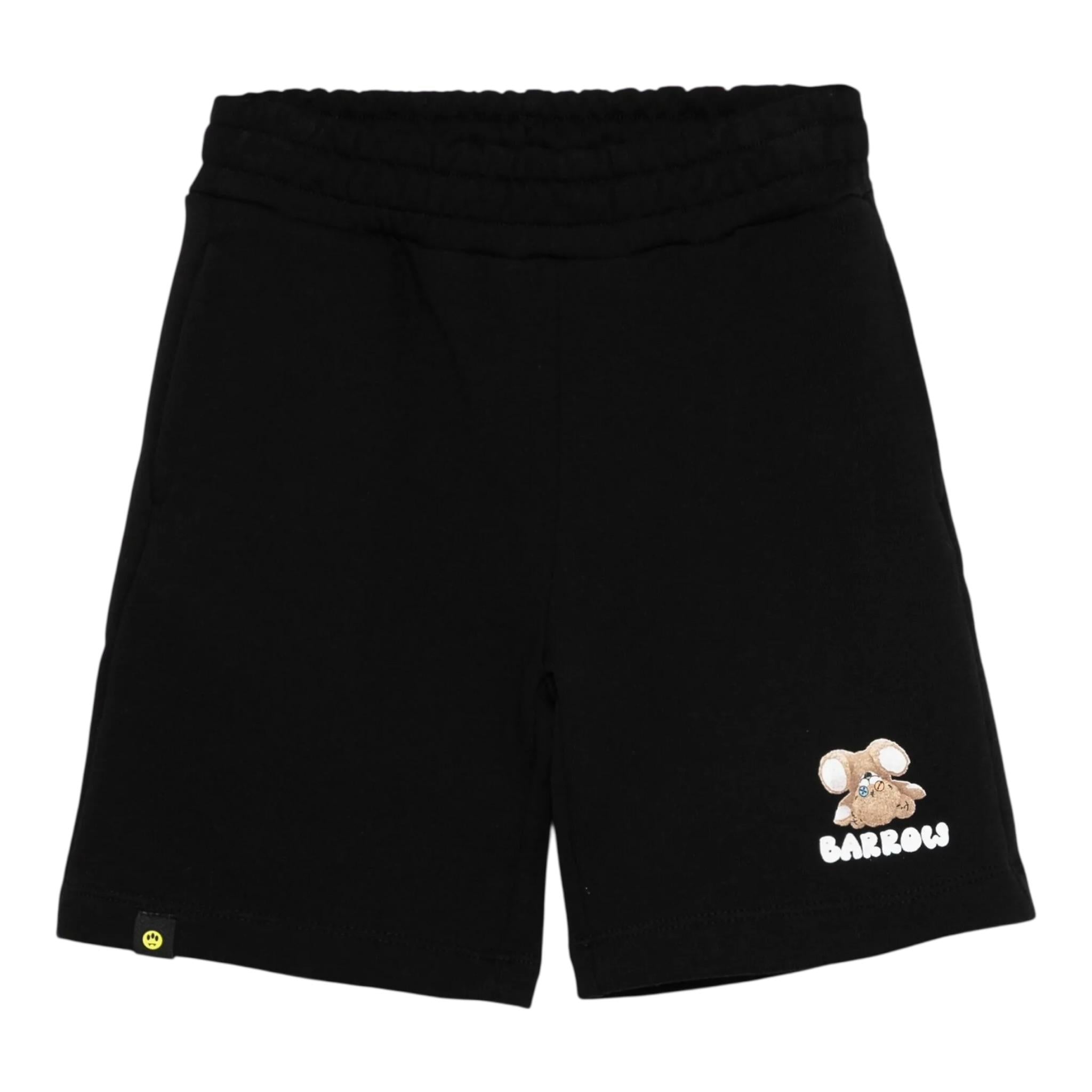 Barrow Kids Bermuda tinta unita con Logo Nero per Bambino S5BKJUBE030 NERO BARROW KIDS 