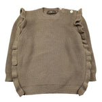 LITTLE BEAR maglia girocollo tinta unita con rouches Fango per Bambina 5141 FANGO LITTLE BEAR 