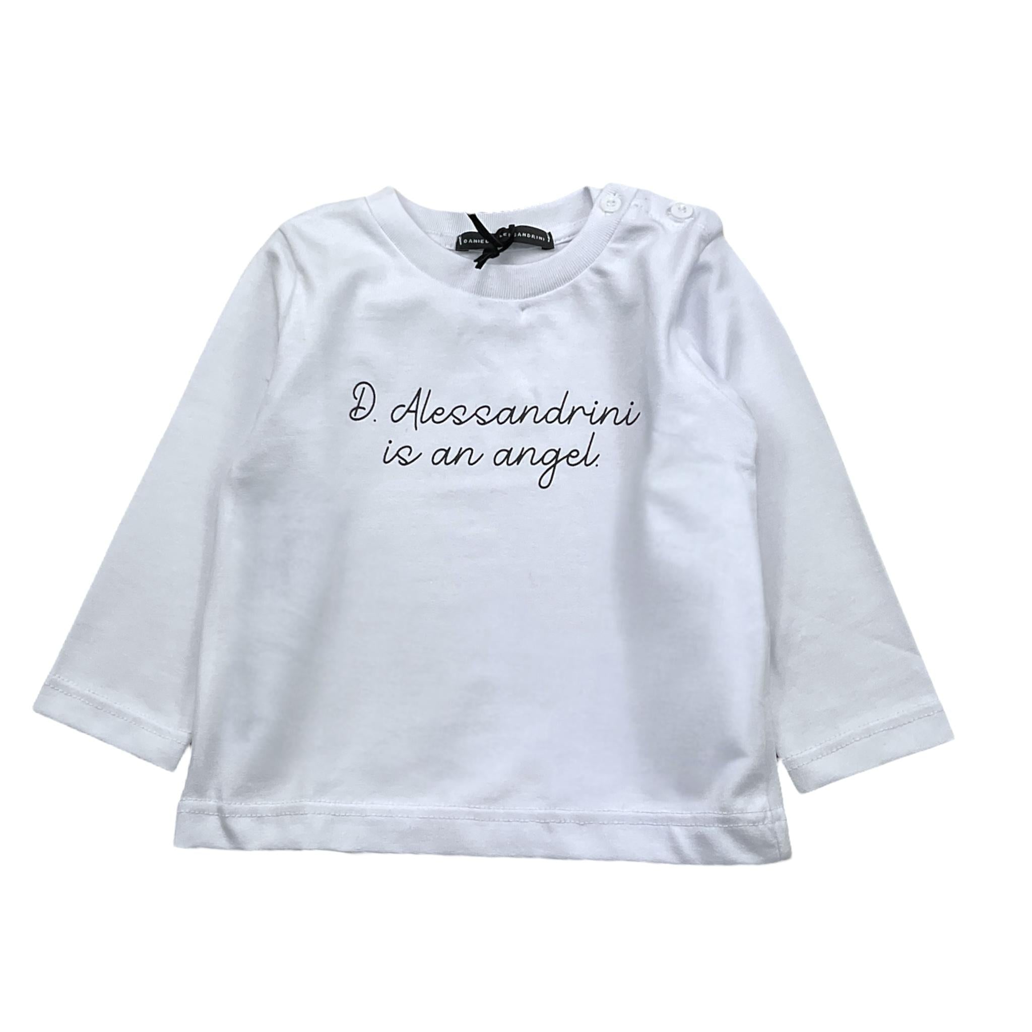 DANIELE ALESSANDRINI shirt girocollo tinta unita con stampa Bianco per Bambino 1291M00072 BIANC DANIELE ALESSANDRINI 