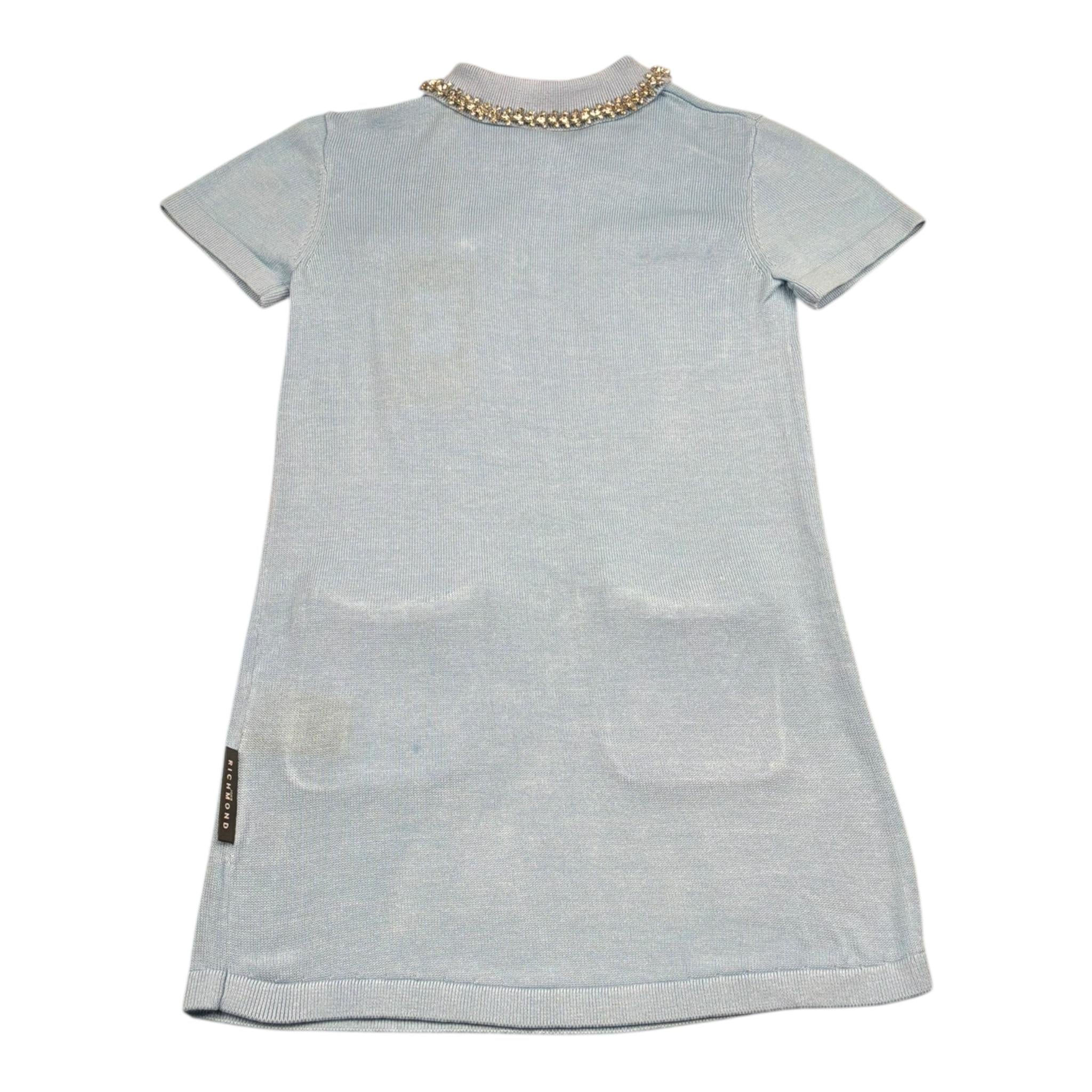 John Richmond Abito Tinta Unita con Colletto E Brillantini per Bambina RGP26187VE AZZURRO JOHN RICHMOND 