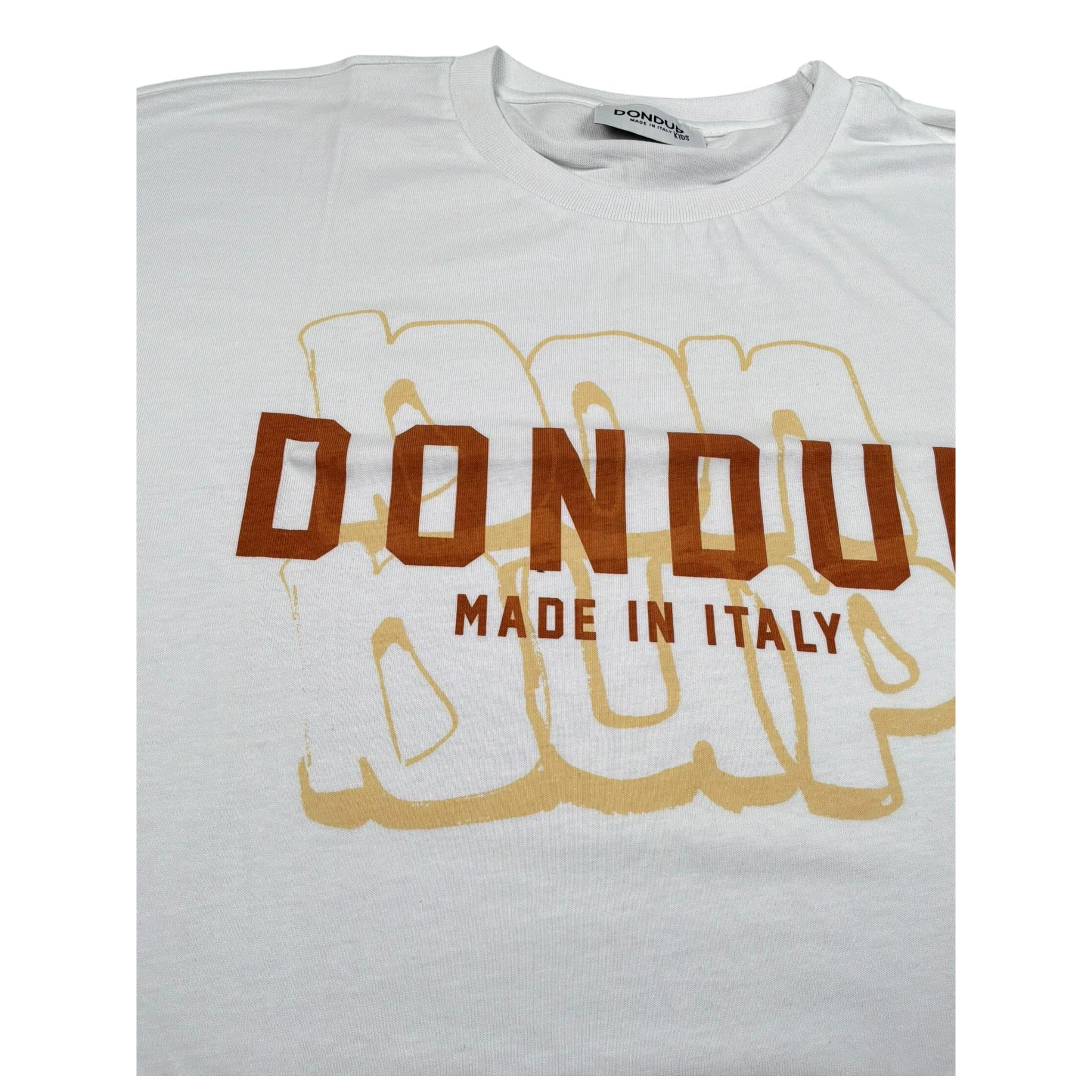 Dondup T-Shirt Girocollo Tinta Unita con Logo per Bambino DMTS032 BIANCO DONDUP 