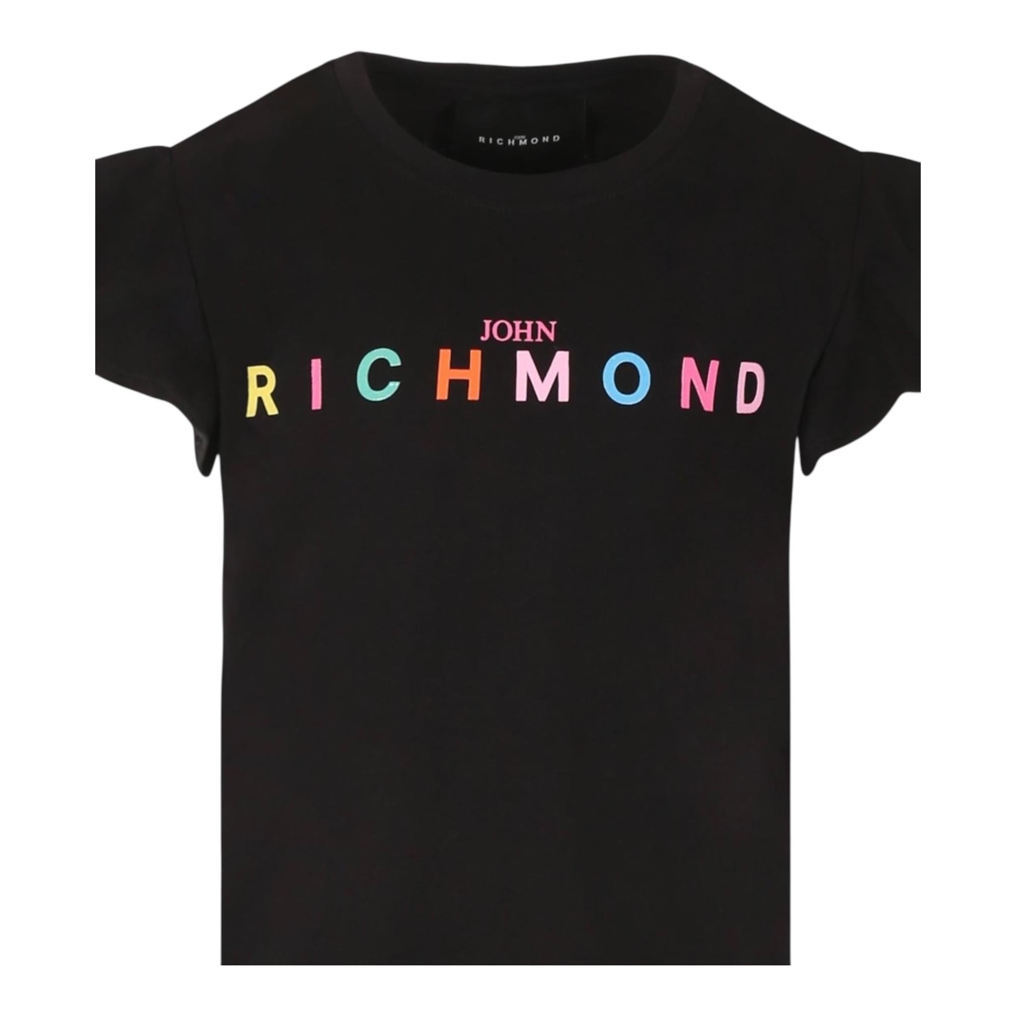 John Richmond Abito Tinta Unita con Stampa per Bambina RGP25159VE NERO JOHN RICHMOND 