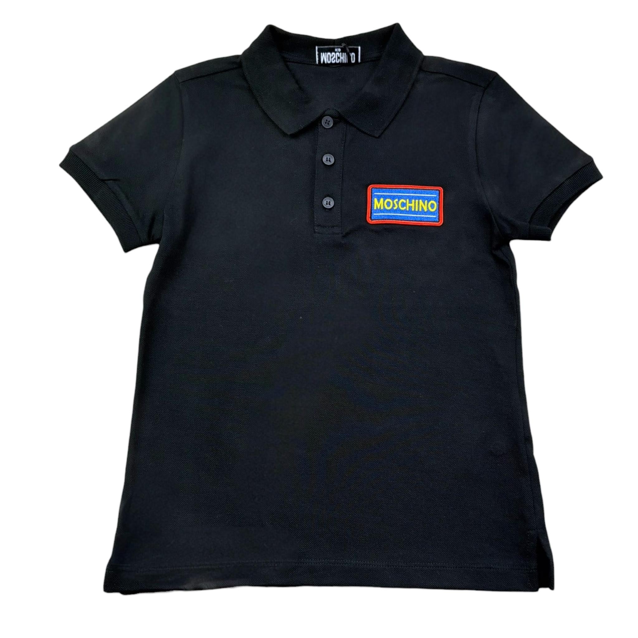 Moschino Polo Mezza Manica Tinta Unita con Stampa per Bambino HTM03Y NERO MOSCHINO 