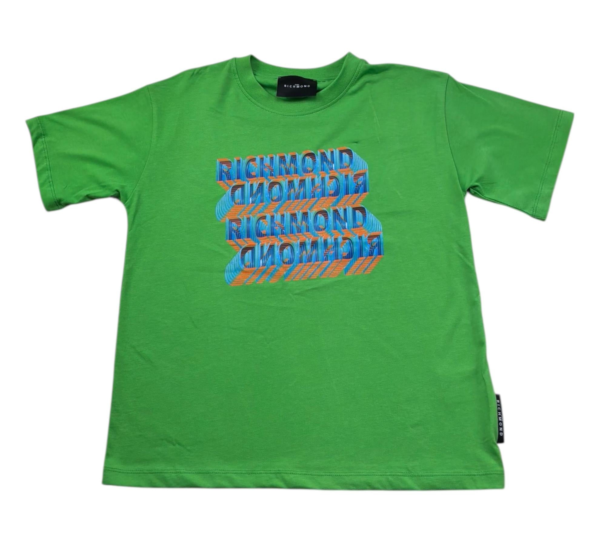 John Richmond T-Shirt Girocollo Tinta Unita con Logo per Bambino RBP26056TS VERDE JOHN RICHMOND 