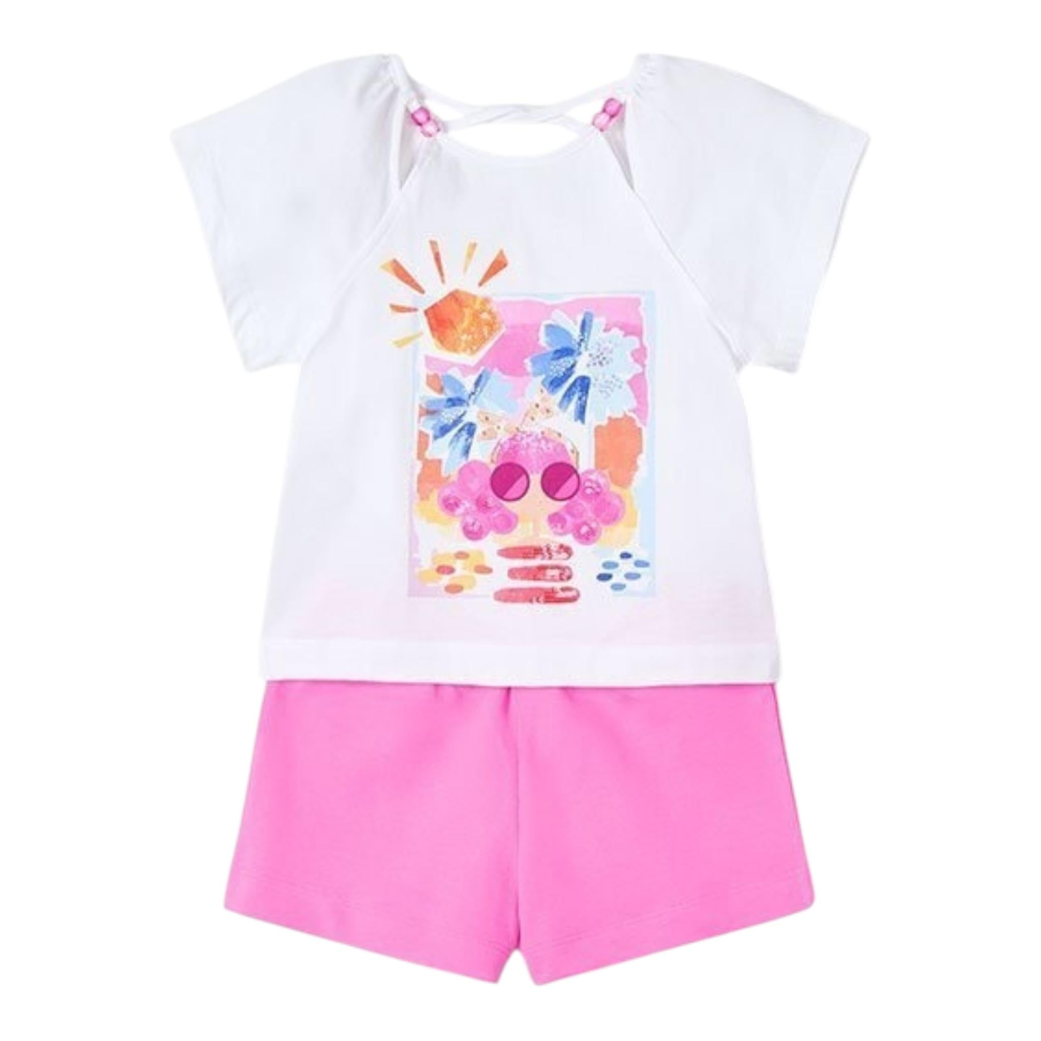 Mayoral Completo 2 Pezzi T-Shirt-Short Bicolore per Neonata 321360N BIANCO/ROSA MAYORAL 