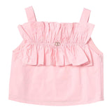 Twinset Top Giromanica Tinta Unita con Tulle per Bambina 231GJ2Q5B ROSA TWINSET 