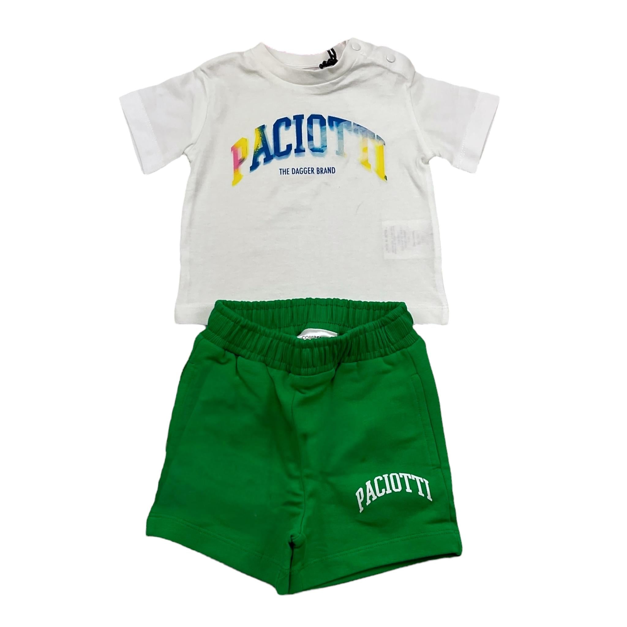Cesare Paciotti Completo 2 Pezzi T-Shirt-Bermuda Bicolore per Neonato COMP5125B BIANCO/VERDE CESARE PACIOTTI 