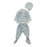 JULIANA completo 3 pz maglia-ghettina-cappello tinta unita Azzurro per Neonata 24543 AZZURRO JULIANA 