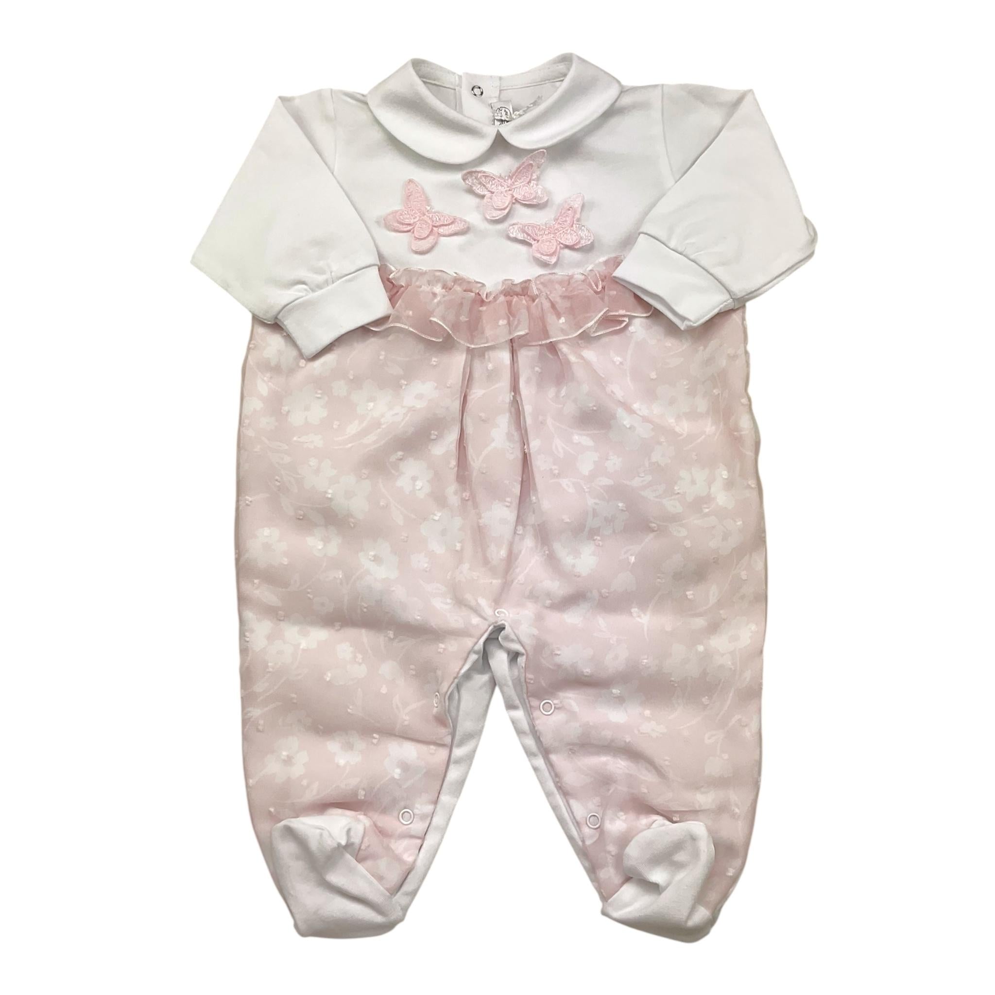 La Sartoria Dei Piccoli Tutina Bicolore con Tulle per Neonata LT008 BIANCO/ROSA LA SARTORIA DEI PICCOLI 