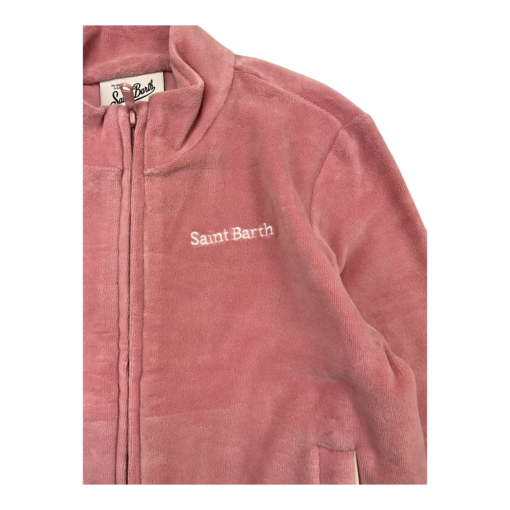 SAINT BARTH felpa tinta unita con zip e stampa Rosa per Bambina MIRIAM ROSA SAINT BARTH 