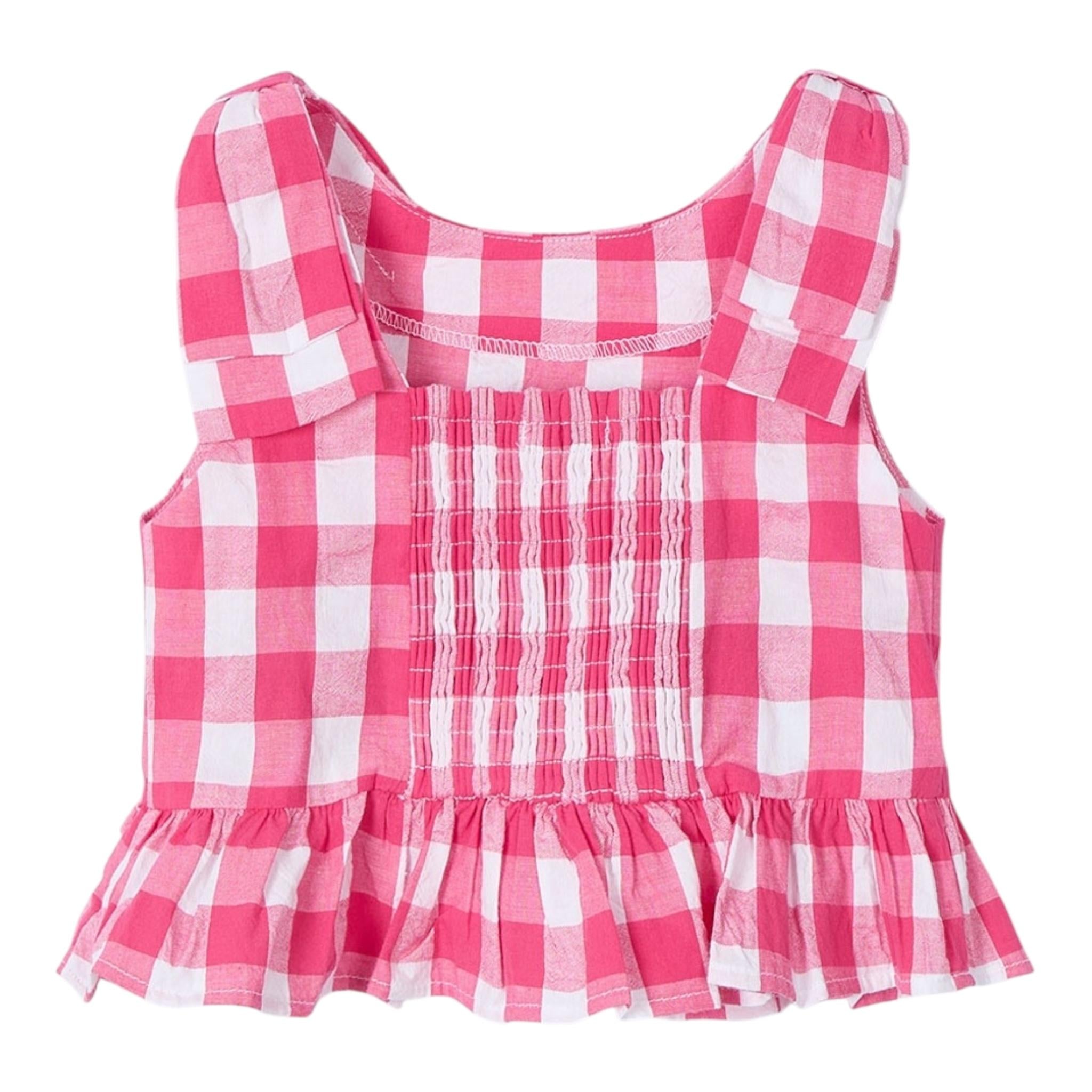 Mayoral Camicia Giromanica Fantasia A Quadri per Neonata 3023 BIANCO/FUXIA MAYORAL 