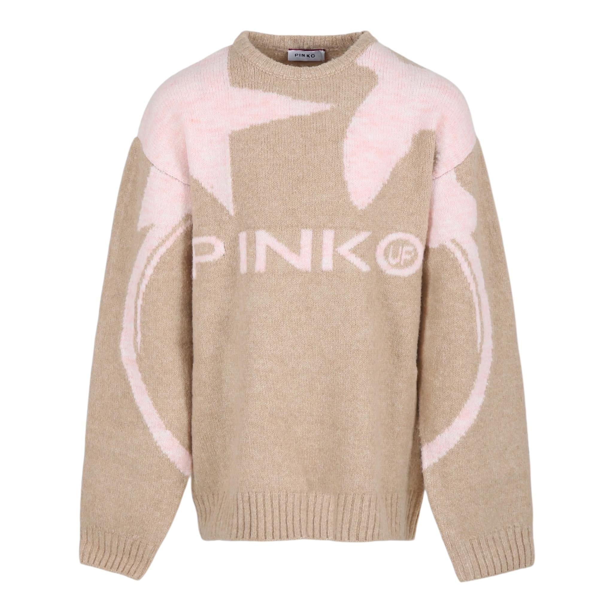 PINKO maglia tinta unita girocollo con stampa Beige per Bambina F4PIJGJP079 BEIGE PINKO 