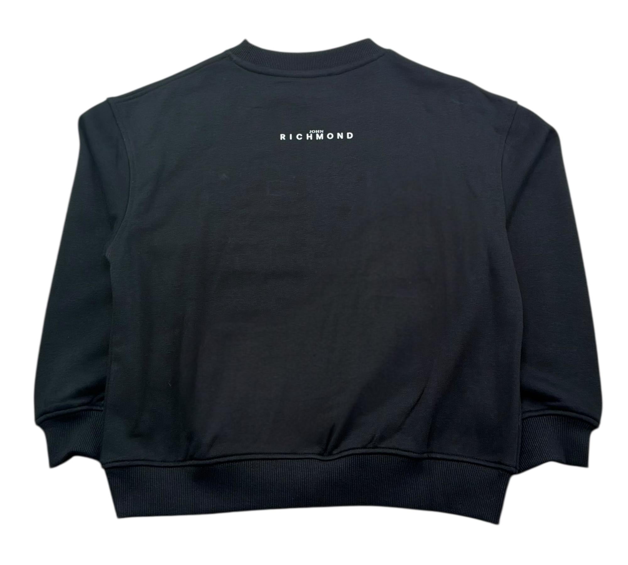 John Richmond Felpa Chiusa Girocollo Tinta Unita con Stampe per Bambina RGP26002FE NERO JOHN RICHMOND 