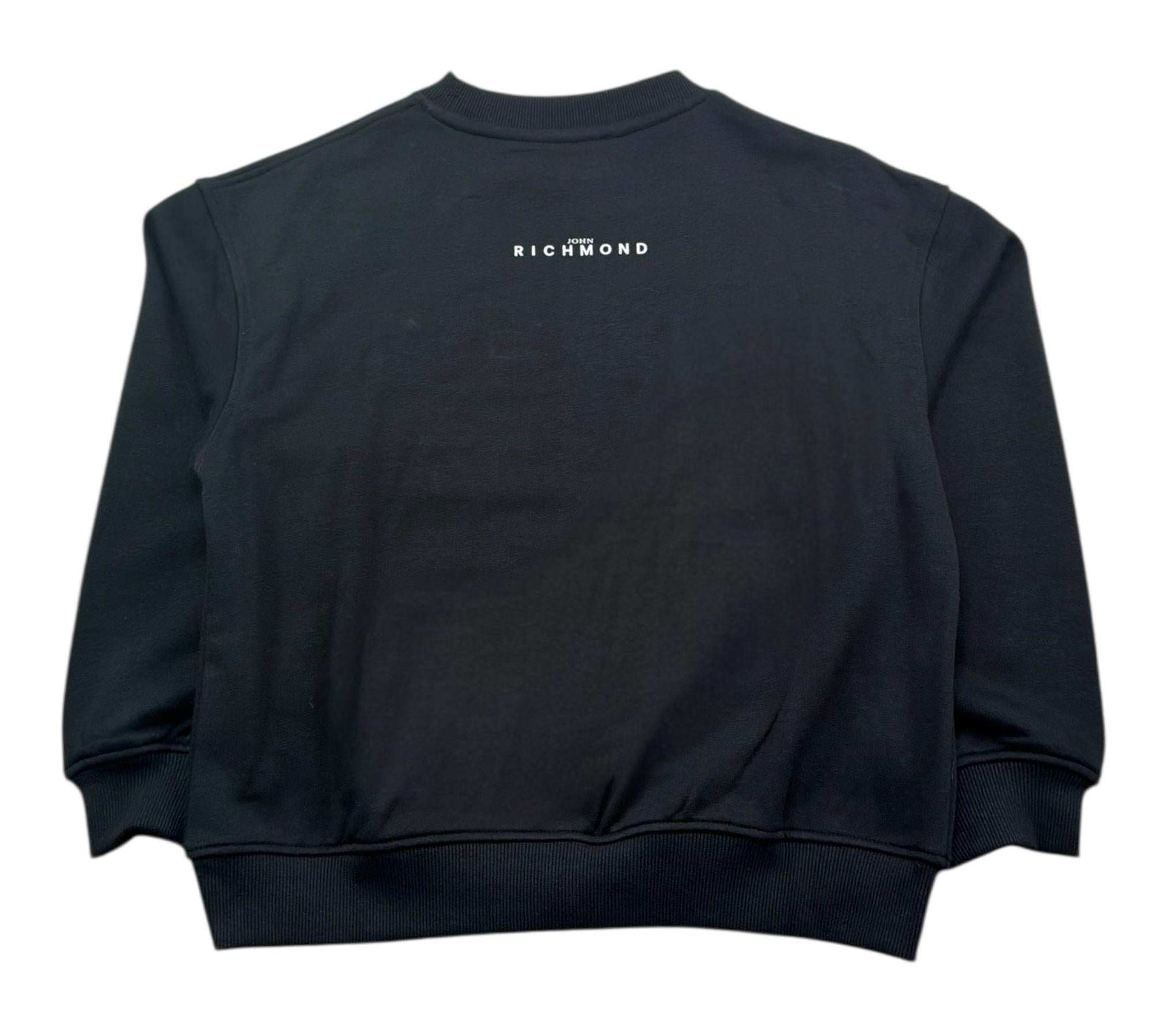 John Richmond Felpa Chiusa Girocollo Tinta Unita con Stampe per Bambina RGP26002FE NERO JOHN RICHMOND 