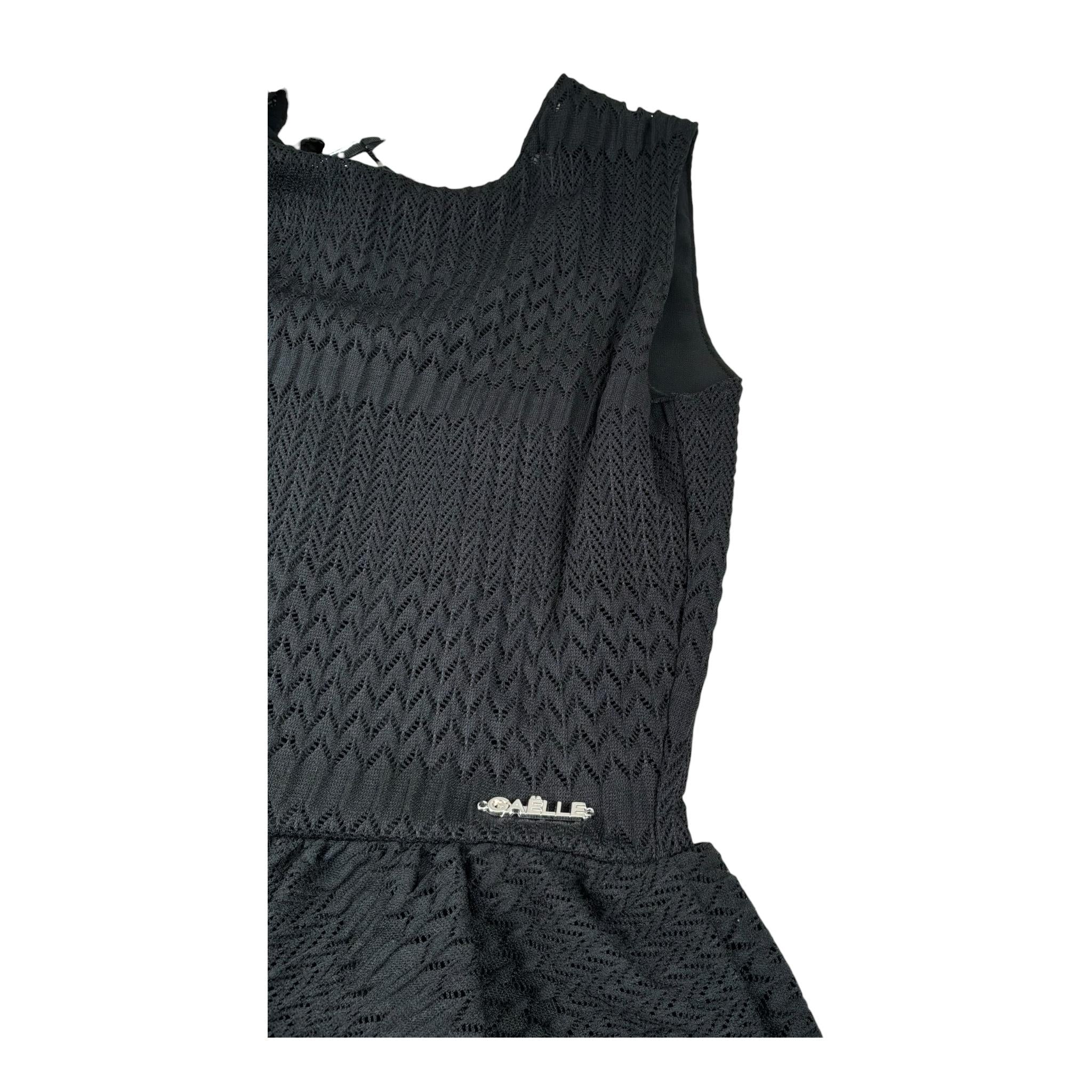 Gaelle Abito Giromanica Tinta Unita con Trafori per Bambina 2746V00398 NERO GAELLE 