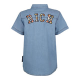 John Richmond Camicia In Denim Mezza Manica con Bottoni per Bambino RBP25158CE AZZURRO JOHN RICHMOND 