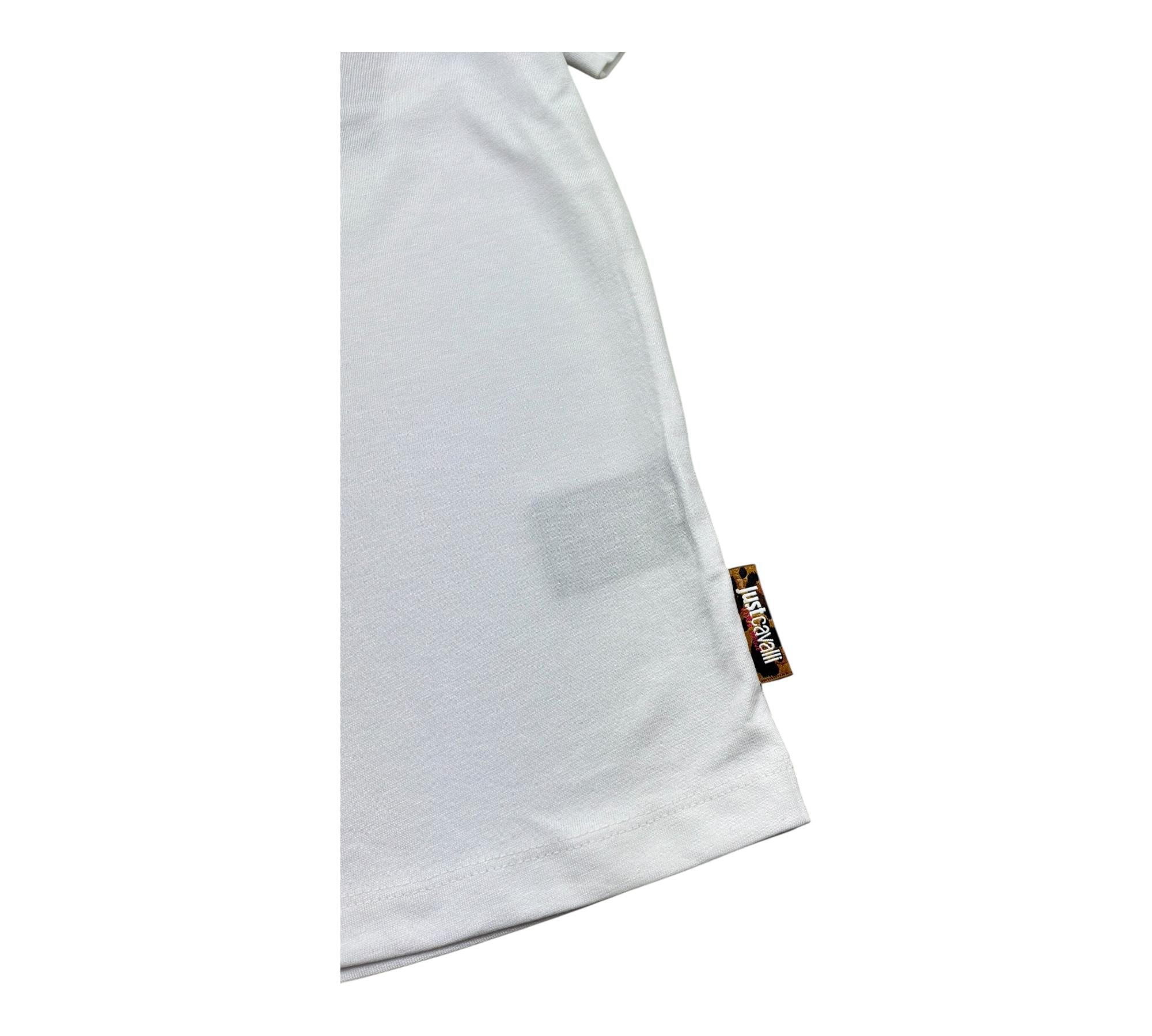 Just Cavalli T-Shirt Girocollo Tinta Unita con Logo per Bambino JGP26187TS BIANCO JUST CAVALLI 