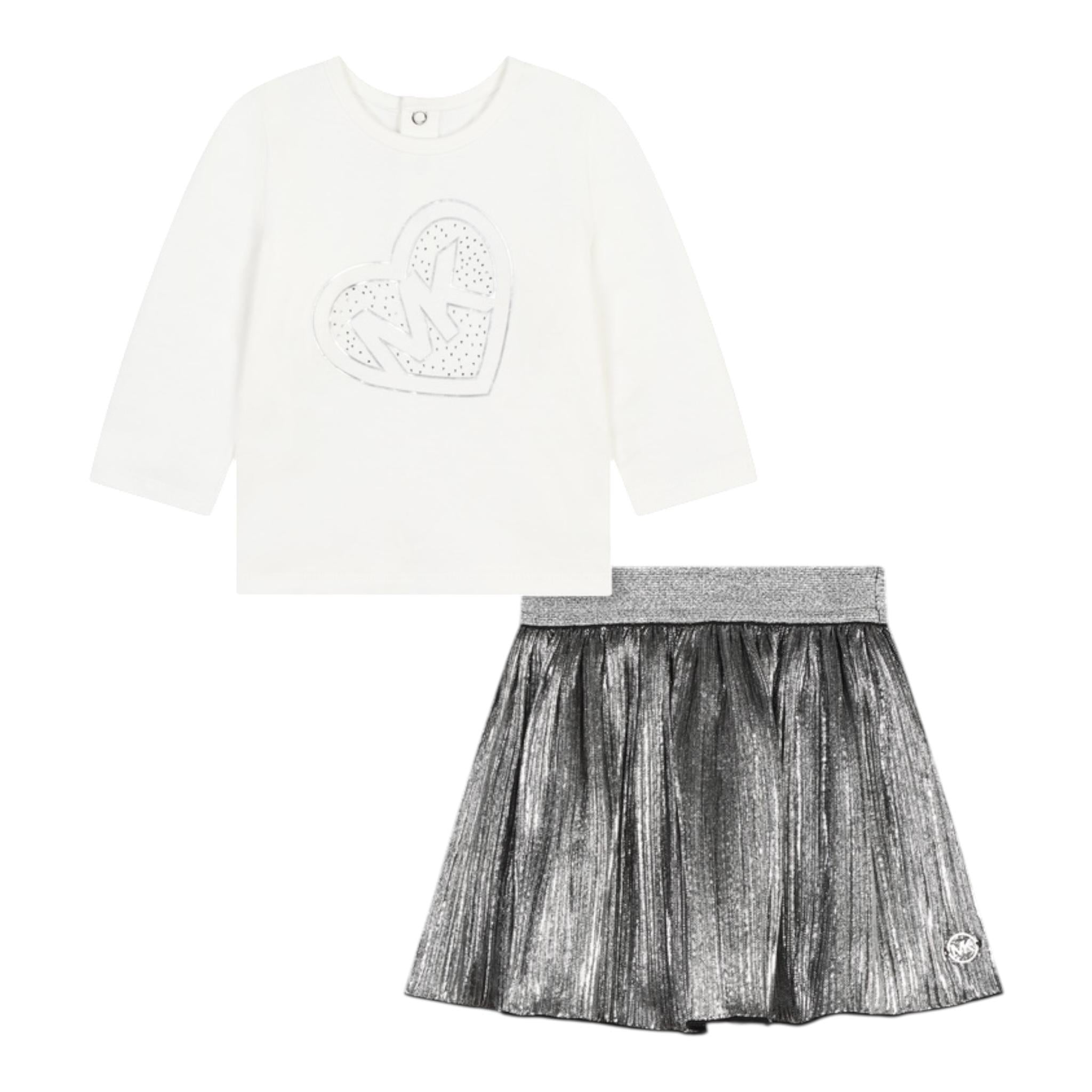 MICHAEL KORS completo 2 pezzi shirt-gonna Bianco/grigio per Bambina R30126 BIANCO/GRIGIO MICHAEL KORS 