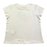 Alice Pi T-Shirt Girocollo Tinta Unita con Stampa In Contrasto Bianco per Bambina