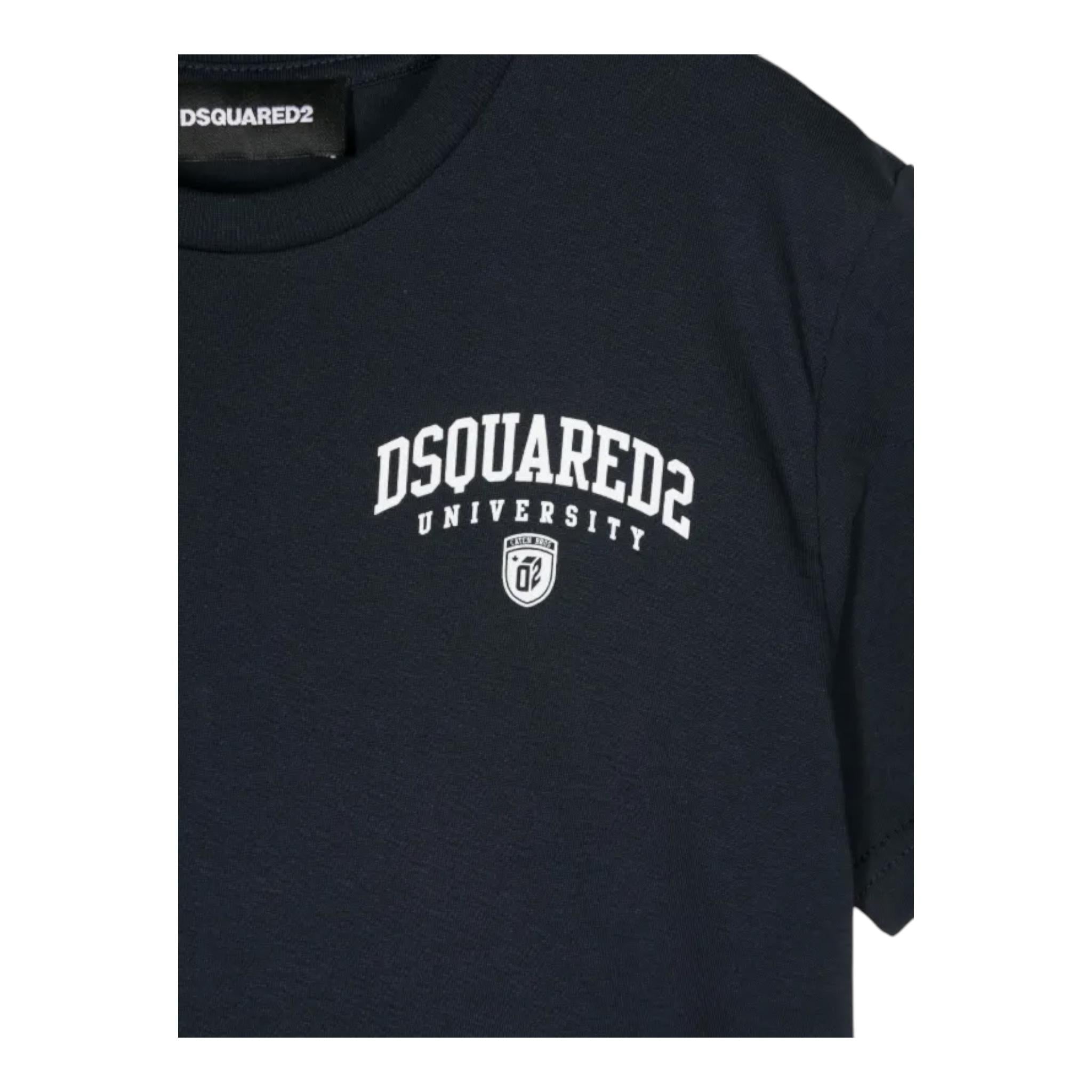 DSQUARED2 t-shirt girocollo tinta unita con stampa Blu per Bambino DQ2470 BLU DSQUARED2 