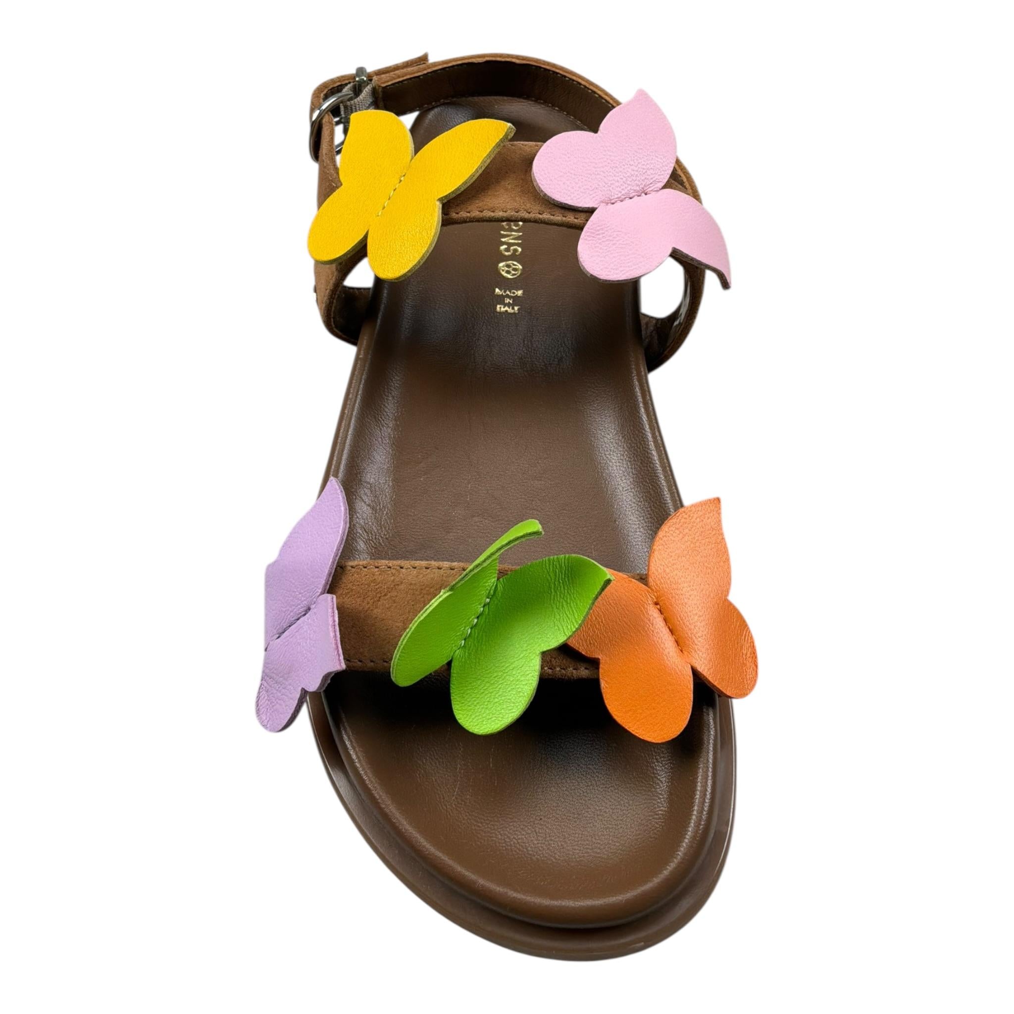 Florens Sandali Tinta Unita con Applicazioni Farfalle per Bambina F7760 MARRONE FLORENS 