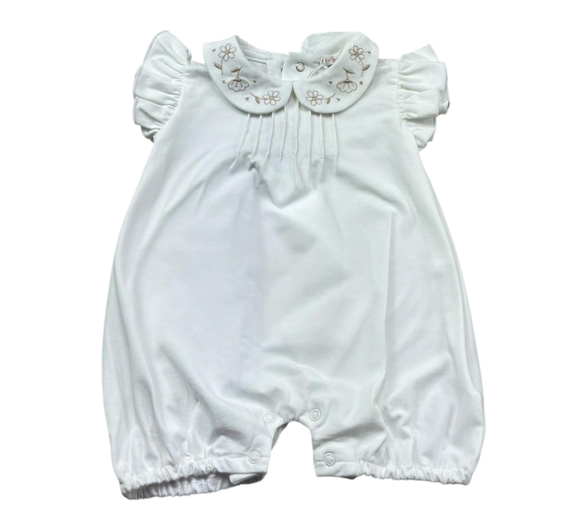 Le Bebe Pagliaccetto Mezza Manica Tinta Unita per Neonata LBG6308 BIANCO LE BEBE 