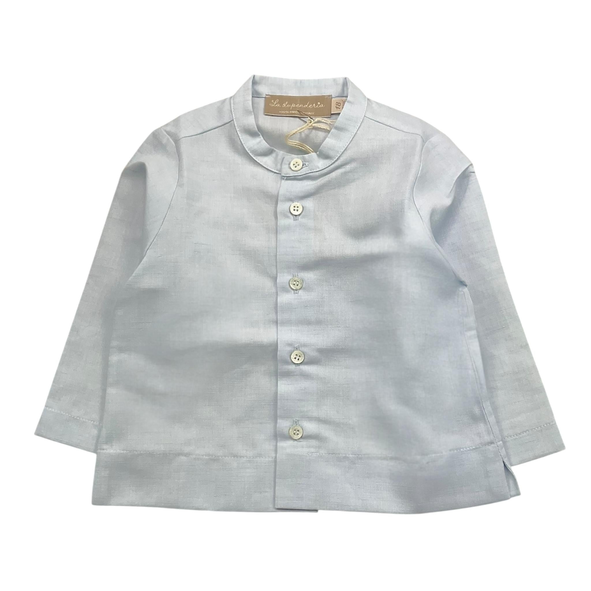 La Stupenderia Camicia Tinta Unita con Manica Lunga per Neonato TJCM73D AZZURRO LA STUPENDERIA 